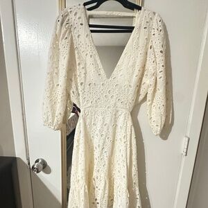 Open back eyelet mini dress